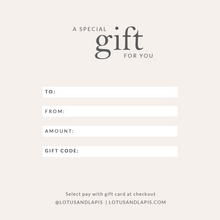 Load image into Gallery viewer, Lotus &amp; Lapis Gift Card
