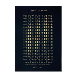 Lunar Calendar Print 2023 A3 Black Gold Foil